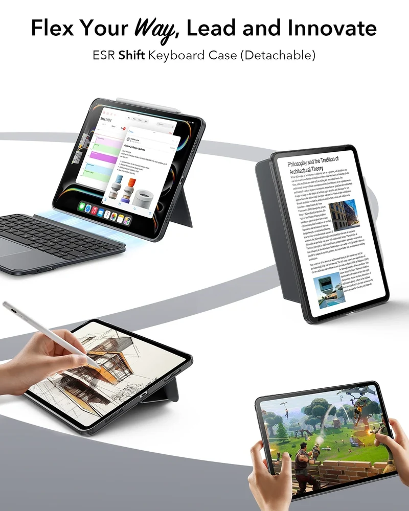 iPad Pro 11" 2025 Bundle Shift Keyboard Case with Geo Digital Pencil - US Layout - Dark Gray