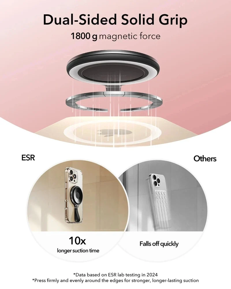 ESR HaloLock Suction Phone Mount (Ring Stand) - Pink