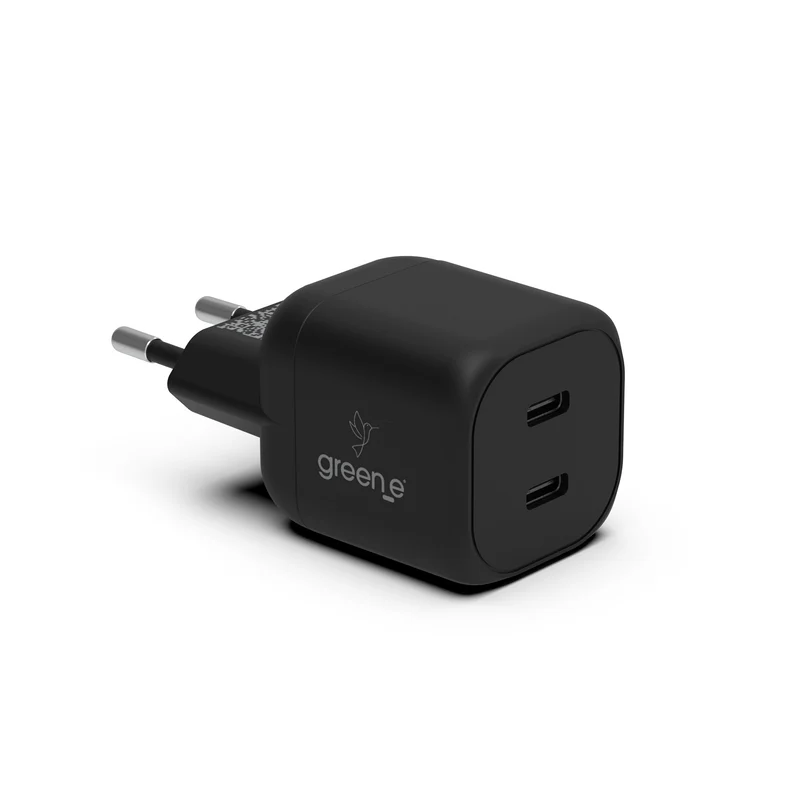 Chargeur Universel USB-C 45W 2 USB-C GREEN-E France - Certifié Origine France Garantie - Noir légende