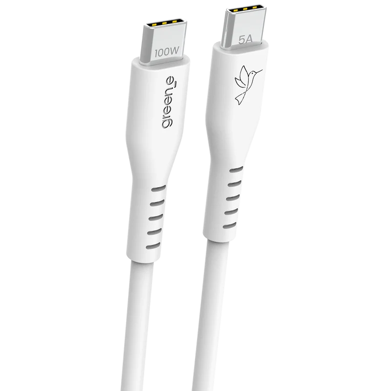 Câble GREEN_E USB-C 100W Fabriqué en France, 1,50 m, Blanc