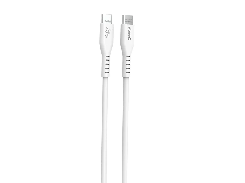 Câble GREEN-E USB-C 240W Fabriqué en France, 1,0 m, Blanc