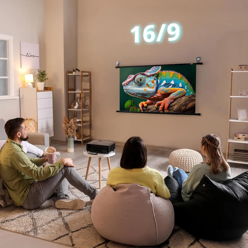 Duronic BPS40 16/9 Ecran de Projection TV et Home Cinema de 40 Pouces 102 cm | 89 x 50 cm | Fixation par Crochets | Barres lestées | Toile pour vidéoprojecteur | Gain +1 idéal pour 3D 8K 4K 1080P