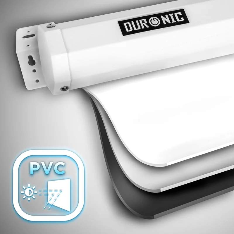 Duronic MPS100 16/9 WE Ecran de Projection TV et Home Cinema de 100 Pouces 254 cm ou 221 x 125 cm Fixation Mur ou Plafond Déroulement Manuel Gain +1 idéal pour 3D 8K 4K 1080P
