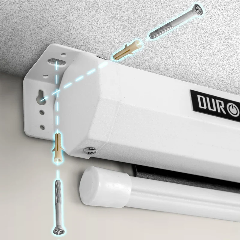 Duronic MPS90 16/9 WE Ecran de Projection TV et Home Cinema de 90 Pouces 230 cm ou 199 x 112 cm Fixation Mur ou Plafond Déroulement Manuel Gain +1 idéal pour 3D 8K 4K 1080P