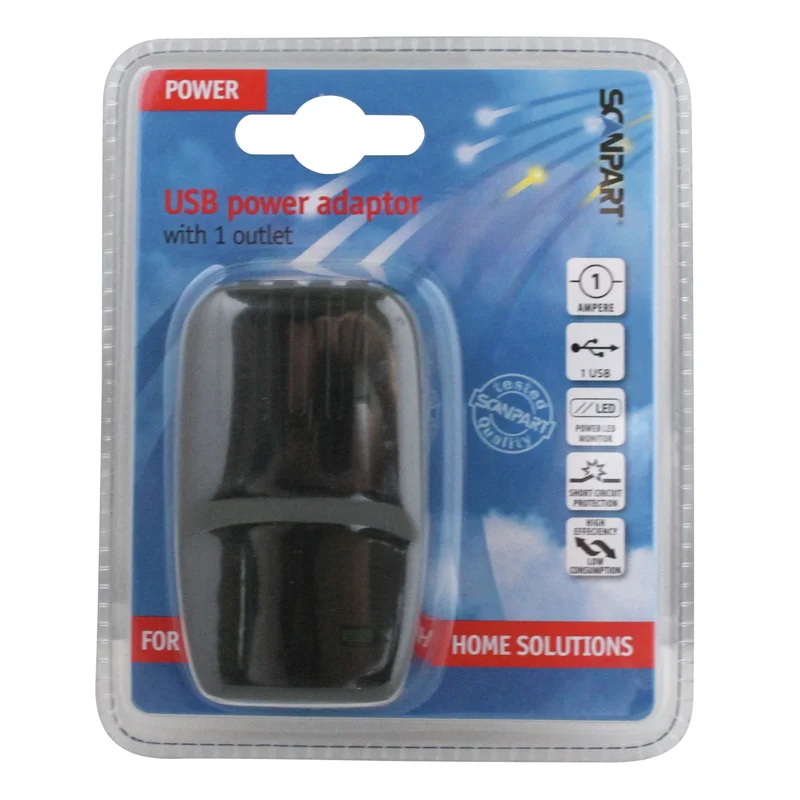 SCANPART - Adaptateur secteur USB 1xUSB 5V-1A noir