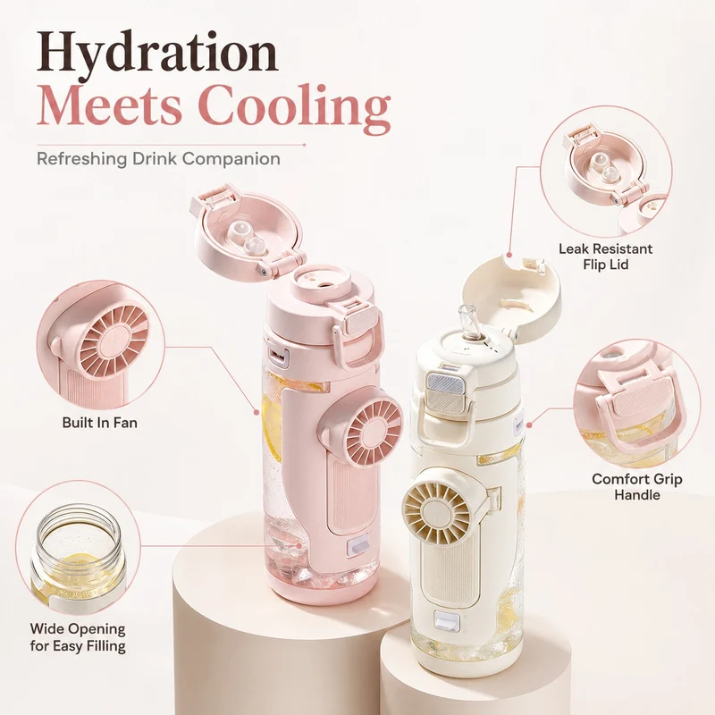 Polar Pour Portable Misting Fan Water Bottle