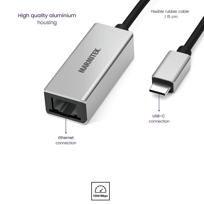 MARMITEK - câble adaptateur USB-C (M) - UTP (F) RJ-45