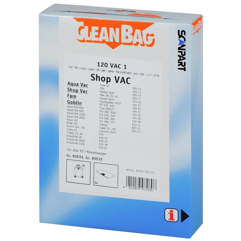 CLEANBAG - sac d’aspirateur en papier (boîte) - 120VAC1