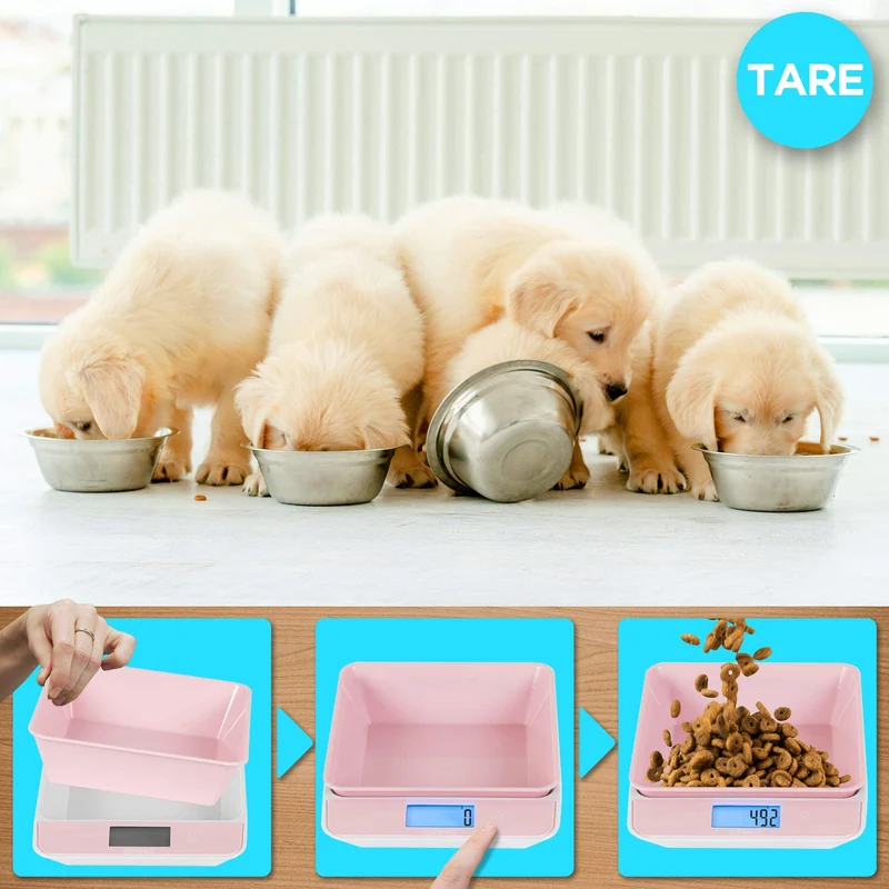 Duronic KS100 PK Balance de cuisine rose | Capacité de 5 kg | Bol de 1,2L inclus | Large écran rétroéclairé | Fonction d’ajout de poids | 4 capteurs précis | Idéale pour la pâtisserie ou comme balance postale