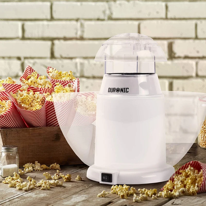 Duronic POP50 WE Machine à Pop corn 1200W Appareil pour Popcorn Maïs soufflé facile sans huile Bol Démontable sans BPA 50 à 60 g en 3 Minutes Cuisson électrique à air chaud Faible en calories