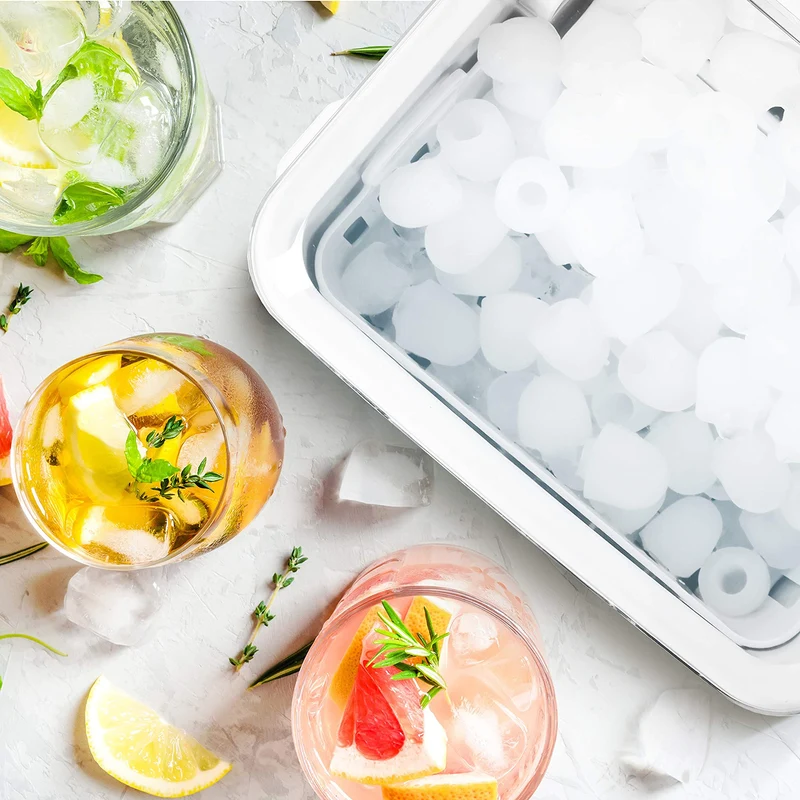 Duronic ICM120 WE Machine à glaçons automatique 120W | 9 cubes en 7 à 9 minutes | Panier de 600g et pelle à glace | Réservoir de 1,5 litre | Glace pour boissons fraiches cocktails fêtes