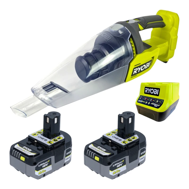 Aspirateur à main sans fil RYOBI RHV18-0 18 V 600 ml + 2 batteries 5,0 Ah + chargeur