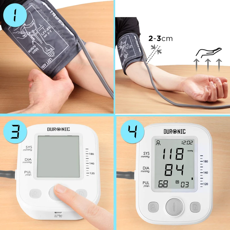 Duronic BPM200 Tensiomètre Electronique pour Bras Mesure Automatique de la Tension Artérielle Détecte les Irrégularités Cardiaques Large Ecran LCD pour lire les Mesures Jusqu'à 99 Sauvegardes