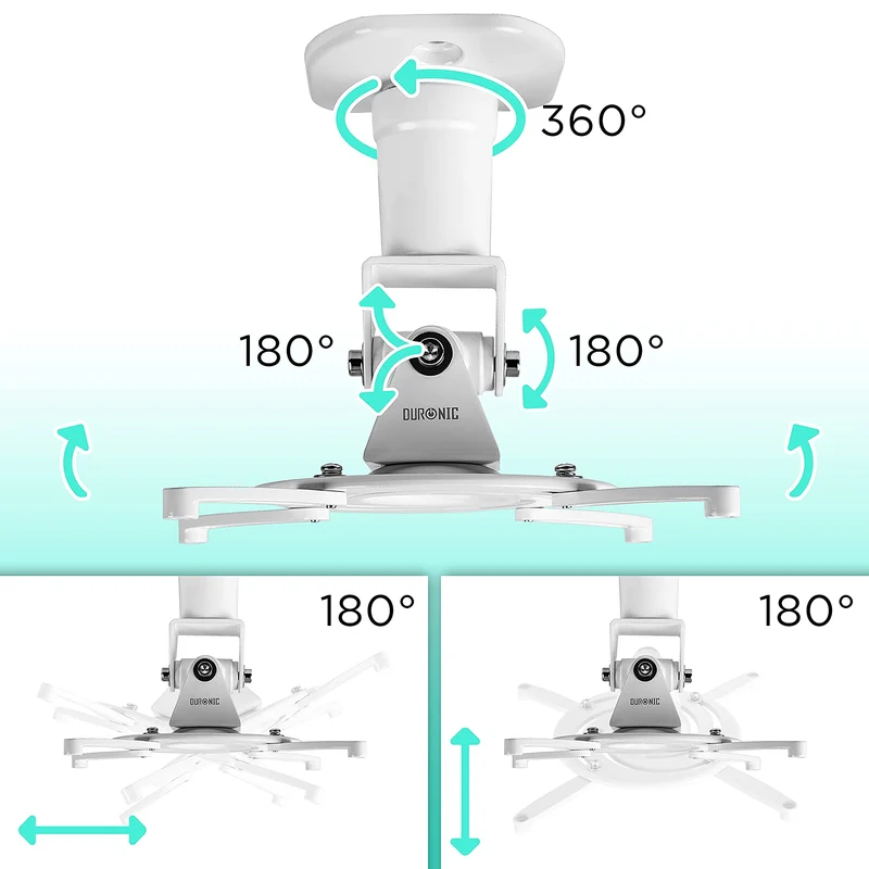Duronic PB07XB Support vidéoprojecteur Universel inclinable et Rotatif Capacité 10 kg Installation Plafond Idéal pour Home cinema Jeux vidéos présentations conférences
