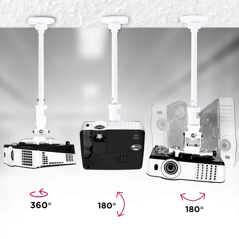 Duronic PB08XL Support pour Vidéoprojecteur Plafond Rotatif 360° Inclinable 180° Pivotable 180° Charge maximale 10 kg Bras Extensible Idéal pour Home Cinema présentations conférences