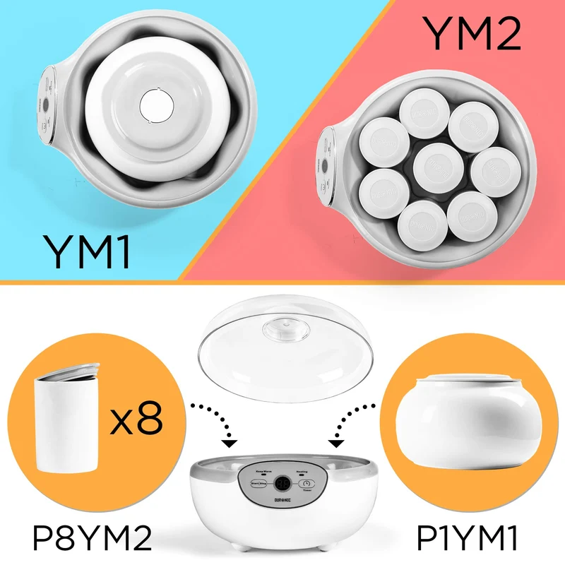 Duronic YM1 Yaourtière électrique programmable 1 pot de 1500 ml Machine à yaourt avec Thermostat et Pot de 1.5 L en Céramique Préparer des yaourts et desserts faits-maison