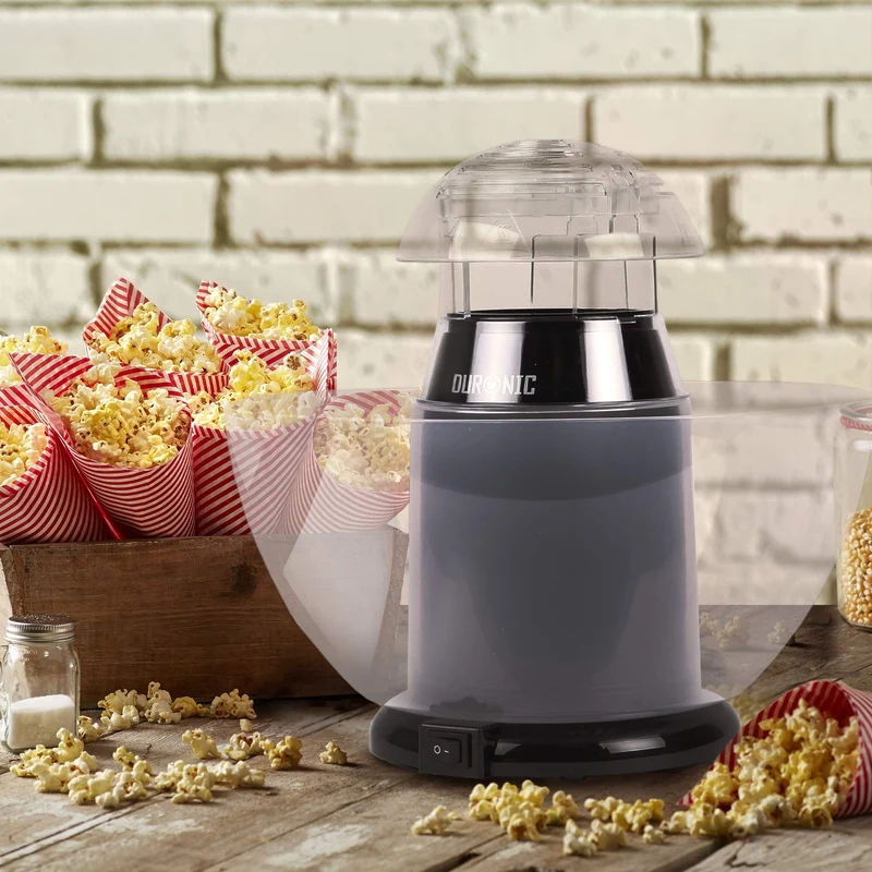 Duronic POP50 BK Machine à Pop corn 1200W Appareil pour Popcorn Maïs soufflé facile sans huile Bol Démontable sans BPA 50 à 60 g en 3 Minutes Cuisson électrique à air chaud Faible en calories