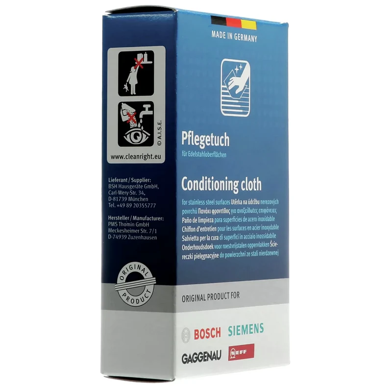 BOSCH SIEMENS - lingettes d’entretien surfaces en acier inoxydable 5 pièces.