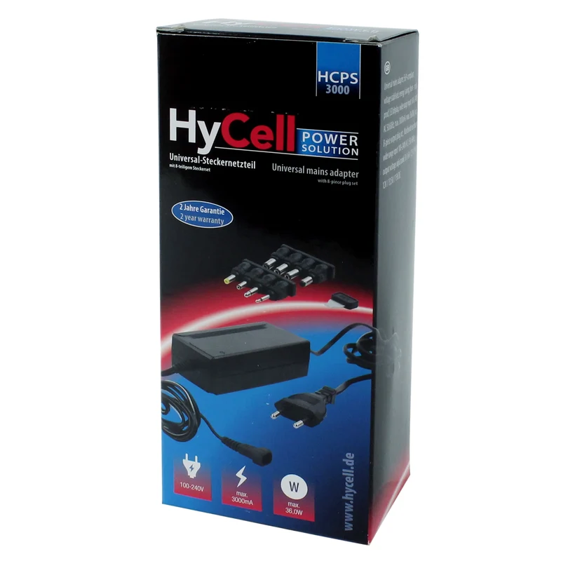 HYCELL - alimentation universelle 36W + 8 embouts et USB-A(F) - HCPS3000
