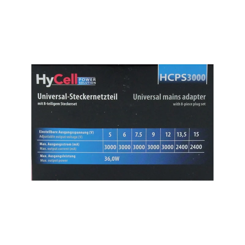 HYCELL - alimentation universelle 36W + 8 embouts et USB-A(F) - HCPS3000