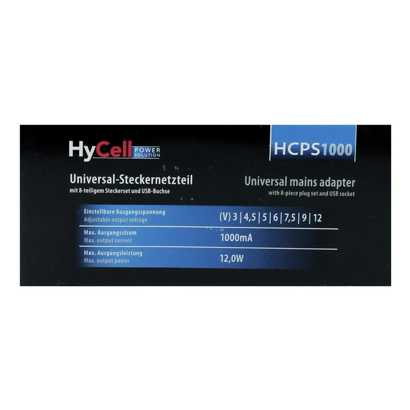HYCELL - alimentation universelle 12W + 8 embouts et USB-A(F) - HCPS1000