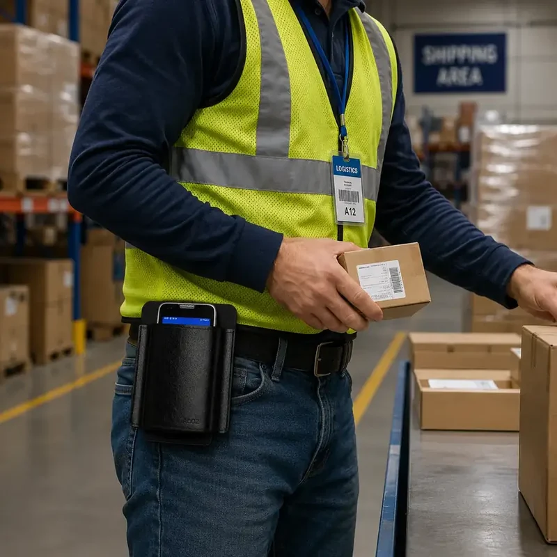 Étui en cuir pour scanner de codes-barres Datalogic, idéal pour un usage professionnel quotidien | Agoz