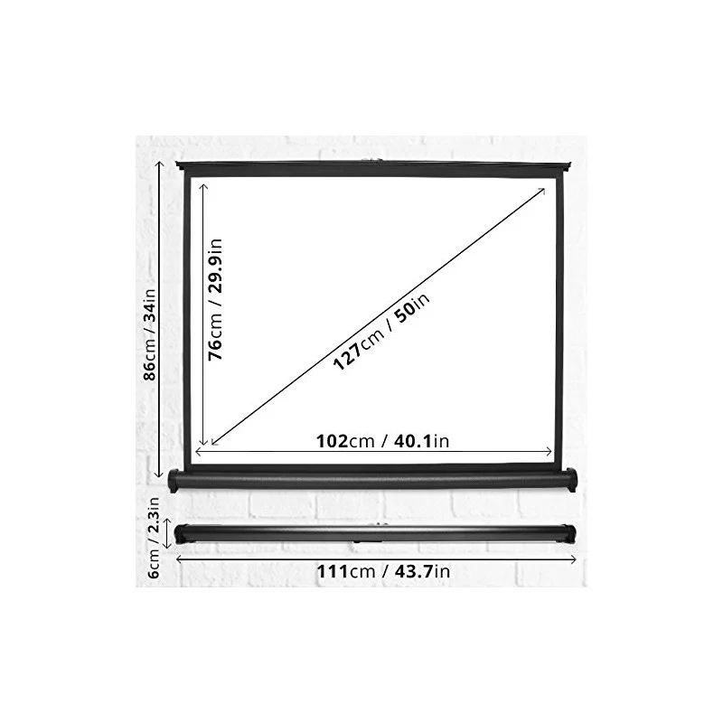 Duronic DPS50 4/3 Ecran de Projection TV et Home Cinema pour Bureau de 50 Pouces 127 cm 102 x 76 cm Toile pour vidéoprojecteur Solution Alternative au Trépied Gain +1 idéal pour 3D 8K 4K 1080P