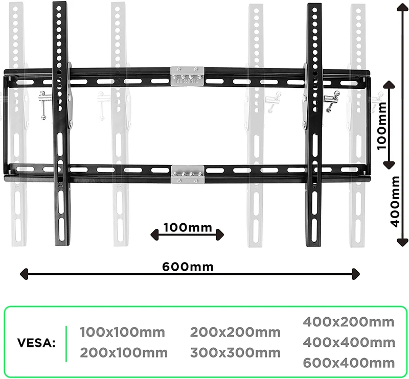 Duronic TVB777 Support Mural inclinable pour écran de télévision de 33 à 60 Pouces / 57 à 153 cm - VESA 600 x 400