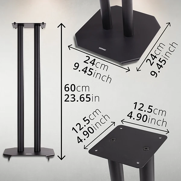 Duronic SPS1022 /60 Paire de Pieds d'Enceintes - 60 cm de Hauteur - Lestable avec du Sable - Cônes pour réduire Vibrations - Compatibilité Universelle Haut-parleurs Hi-FI/Stéréo/Home Cinema 5.1 - Set de 2