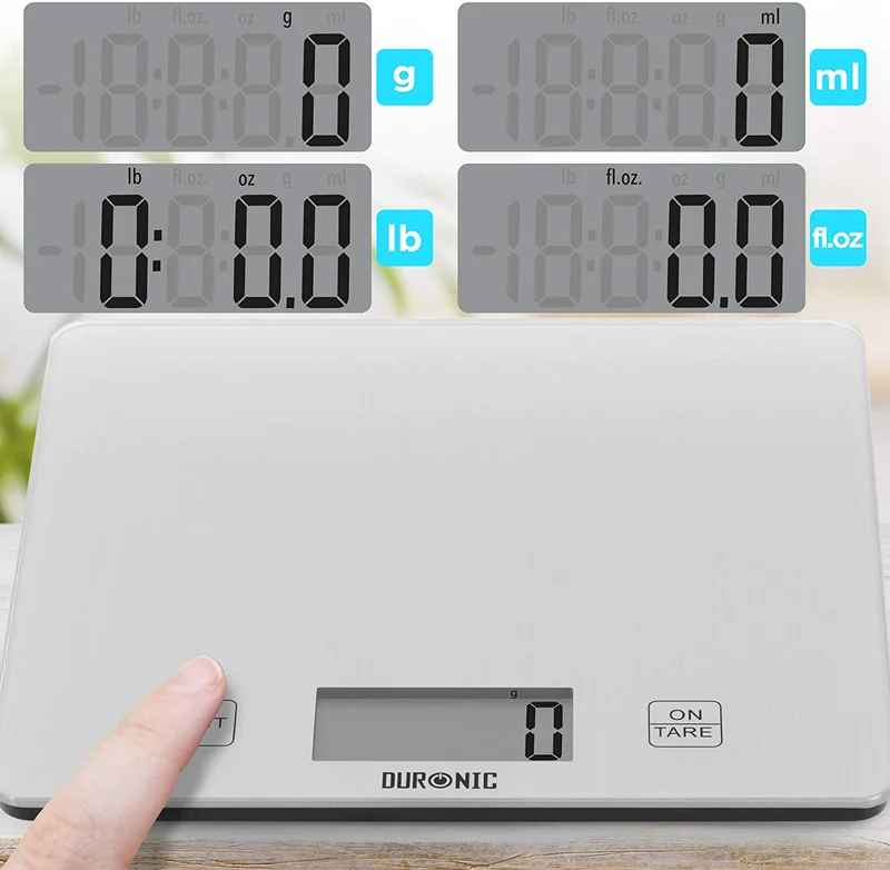 Duronic KS1080 Balance de cuisine | Capacité de 10 kg | Large affichage digital | 2 touches | Fonction d’ajout de poids | Précision à 1 g | Idéale pour faire des gâteaux et de la pâtisserie