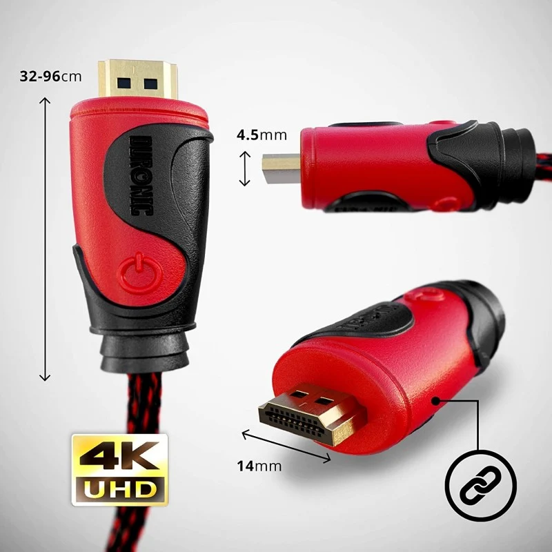Duronic HDC03 / 1,5 m | Câble HDMI dernière génération 2.0 | 1,5 mètre |Connecteurs en plaqué Or 24K | Permet la Transmission Rapide de Signal 3D 4K 2160p | Ethernet