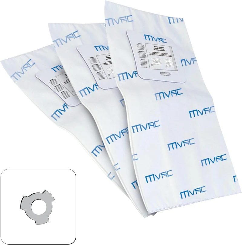 MVAC | TDSAC93M | High Efficiency Heavy Duty Central Vacuum Electrostatic Bags with 3 Notches | Set of 3 Bags