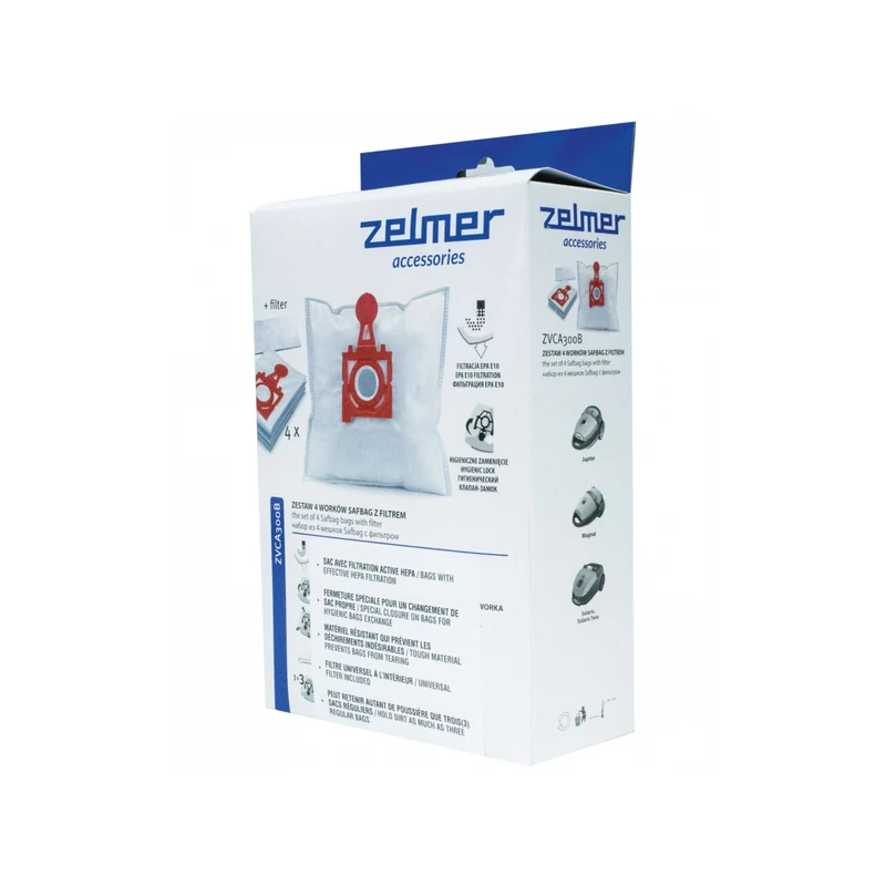 HEPA Vacuum Bags for Zelmer VC3000/VC4000/VC5000 – Pack of 4 Bags + 1 Filter
