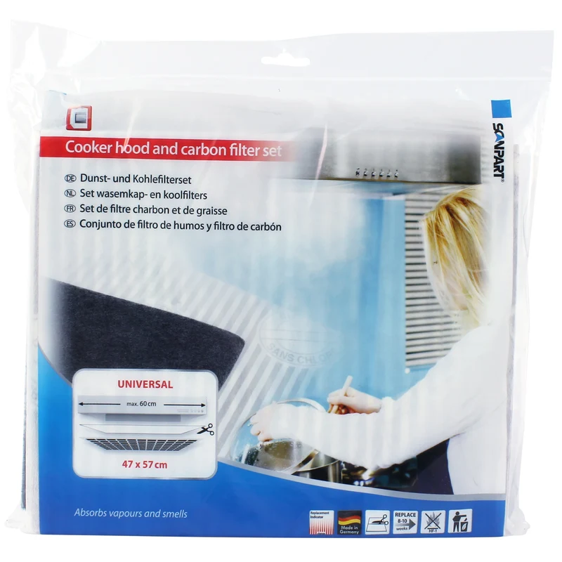 SCANPART - hotte extractrice à réglage et filtres à charbon 47x57cm - L046