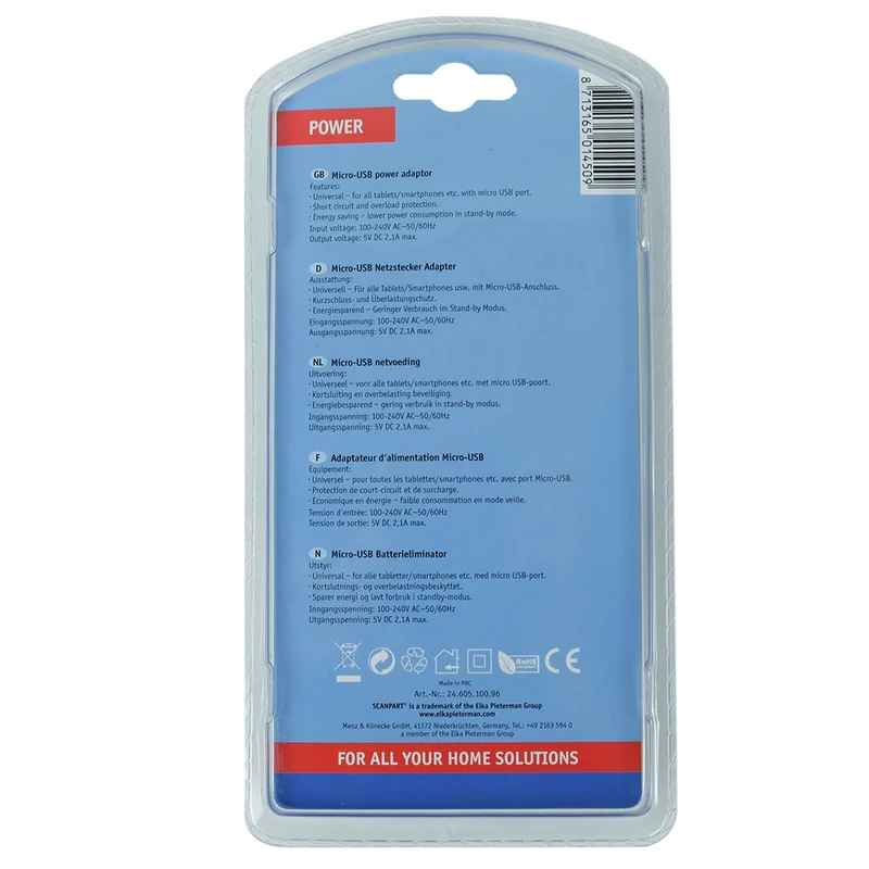 SCANPART - alimentation micro USB stabilisée 2100mA - 613073