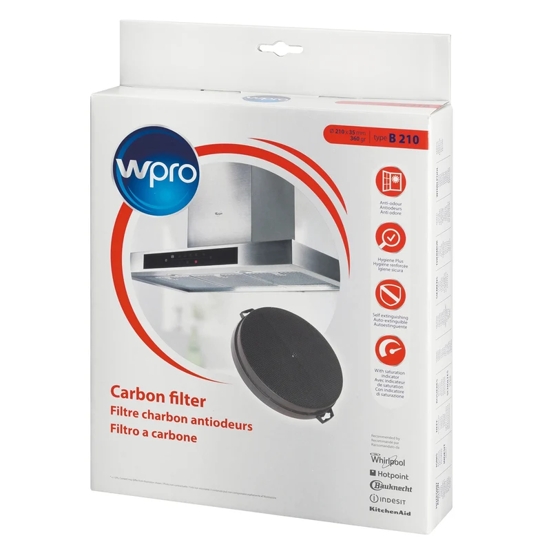 WPRO - filtre à charbon rond Ø210x35mm - Type B210
