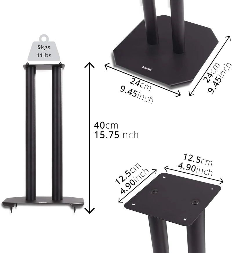 Duronic SPS1022 /40 Paire de Pieds d'Enceintes - 40 cm de Hauteur - Lestable avec du Sable - Cônes pour réduire Vibrations - Compatibilité Universelle Haut-parleurs Hi-FI/Stéréo/Home Cinema 5.1