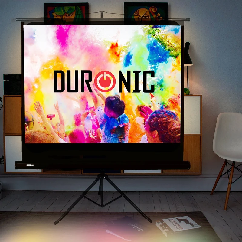 Duronic TPS50 /43 Ecran de Projection sur trépied 50 Pouces 4:3/102 x 76 cm - 4K Full HD 3D
