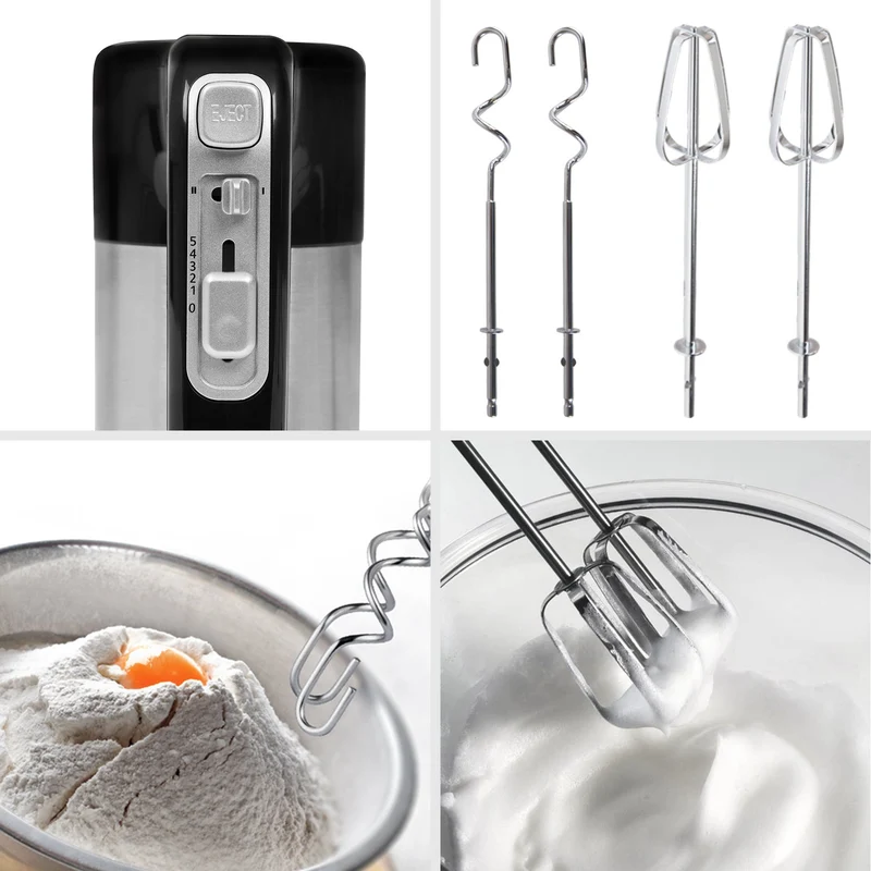 Duronic HM3 Batteur électrique de 300W avec socle de rangement 2 Batteurs et 2 Crochets à pétrir Idéal pour battre des œufs en neige et préparer de la crème des génoises des gâteaux