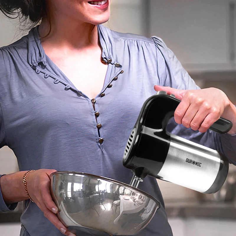 Duronic HM3 Batteur électrique de 300W avec socle de rangement 2 Batteurs et 2 Crochets à pétrir Idéal pour battre des œufs en neige et préparer de la crème des génoises des gâteaux