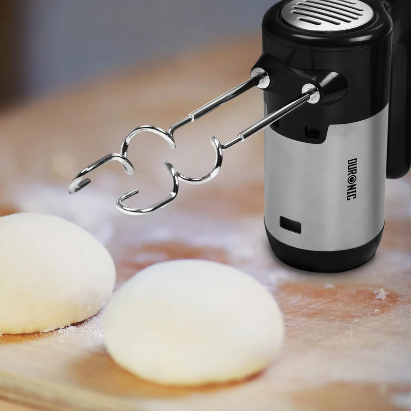 Duronic HM3 Batteur électrique de 300W avec socle de rangement 2 Batteurs et 2 Crochets à pétrir Idéal pour battre des œufs en neige et préparer de la crème des génoises des gâteaux