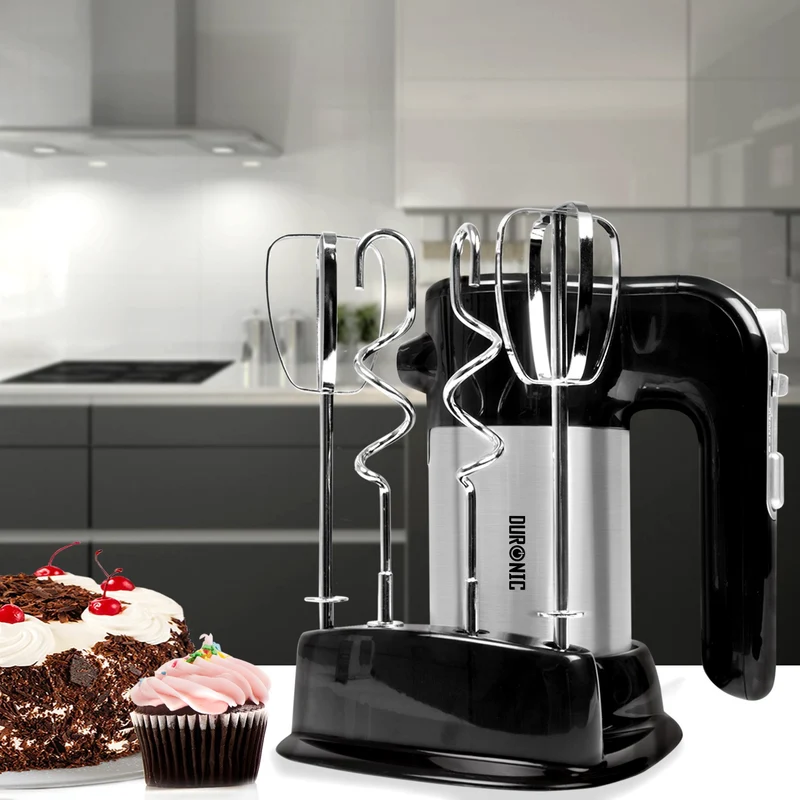 Duronic HM3 Batteur électrique de 300W avec socle de rangement 2 Batteurs et 2 Crochets à pétrir Idéal pour battre des œufs en neige et préparer de la crème des génoises des gâteaux