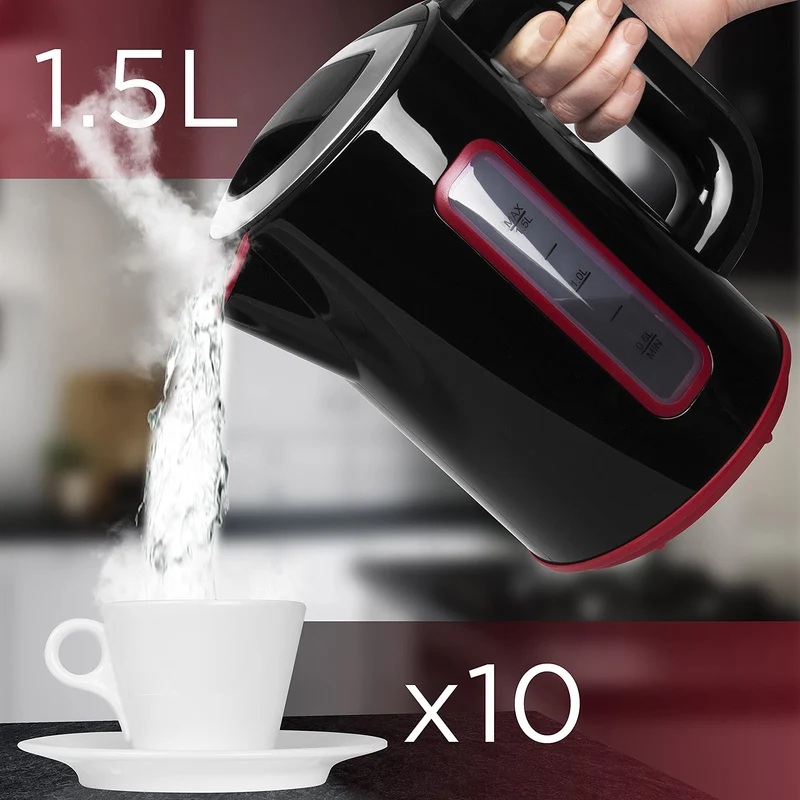 Duronic EK30 BK Bouilloire électrique 1,5L de 3000W Choix de la température 40° 60° 80° 100° Maintien au chaud Chauffe rapidement Thé café soluble chocolat chaud