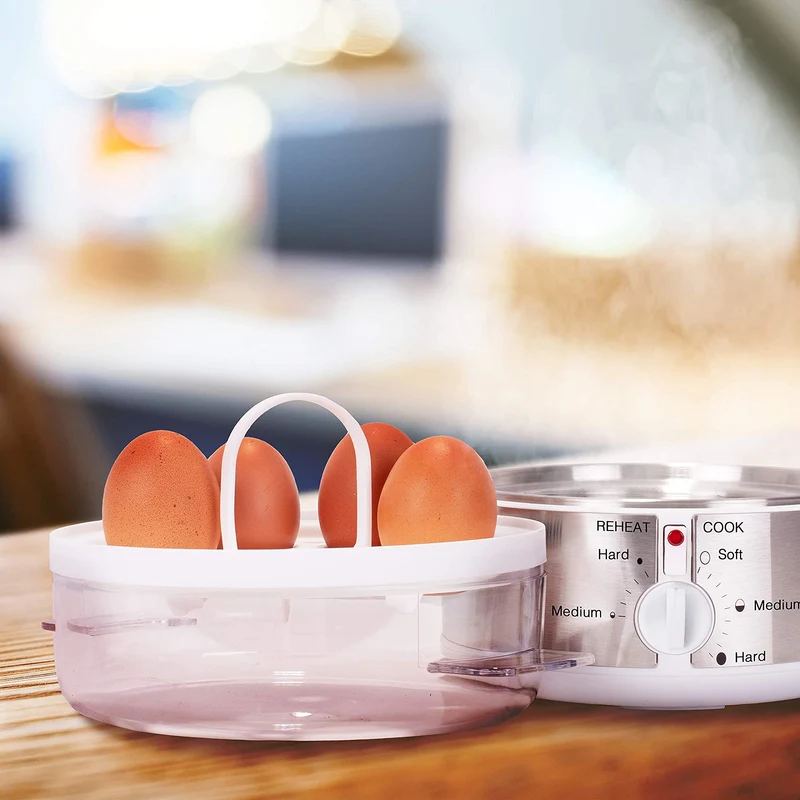 Duronic EB35 WE Cuiseur à oeufs De 1 à 7 oeufs Thermostat et minuteur pour obtenir oeufs durs ou mollets ou à la coque avec fonction dédiée pour préparer deux types de cuisson