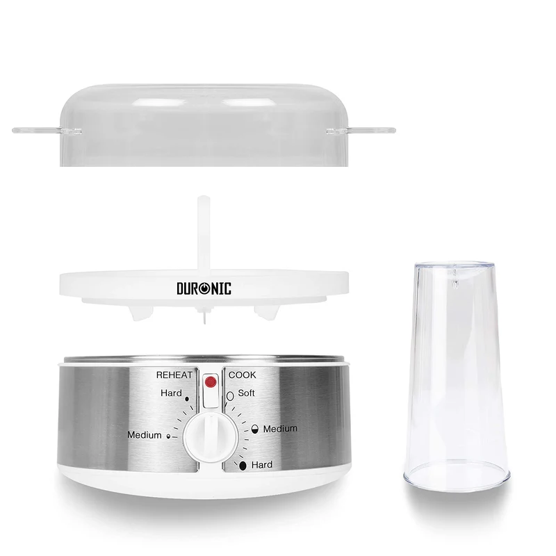 Duronic EB35 WE Cuiseur à oeufs De 1 à 7 oeufs Thermostat et minuteur pour obtenir oeufs durs ou mollets ou à la coque avec fonction dédiée pour préparer deux types de cuisson