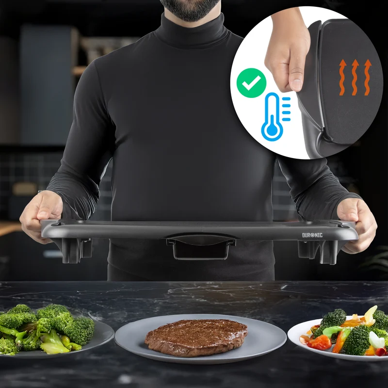 Duronic GP20 Plancha électrique antiadhésive XL 6 à 8 personnes 2000W 52 x 27 cm avec thermostat et bac à jus amovible Cuisson sans ajout de matière grasse idéal pour soirée en famille et amis