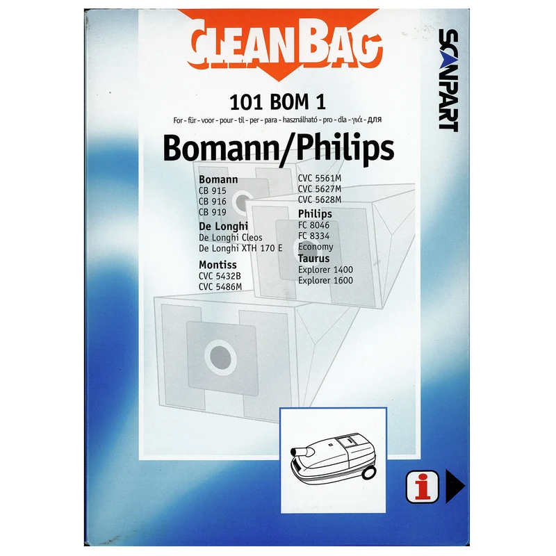 CLEANBAG - sac d’aspirateur en papier (boîte) B23/24/26 5 pièces. - 101BOM1