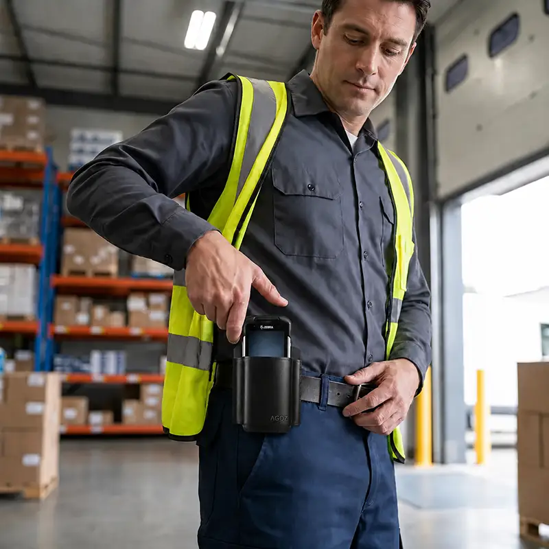 Étui ceinture en cuir pour scanners de codes-barres Zebra dans les opérations quotidiennes | Agoz