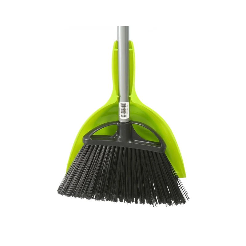 Ensemble - balai à angle de largeur de nettoyage de 25,4 cm (10") manche métallique de 122 cm (48") - noir - porte poussière d'une largeur de 22,9 cm (9") - encliquetable - lime