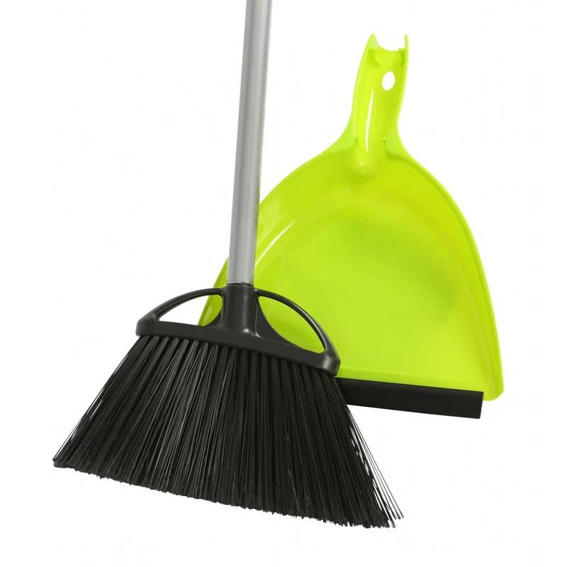 Ensemble - balai à angle de largeur de nettoyage de 25,4 cm (10") manche métallique de 122 cm (48") - noir - porte poussière d'une largeur de 22,9 cm (9") - encliquetable - lime